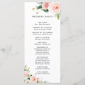 Errötend weiß blühendes florales Hochzeitsprogramm Programm (Rückseite)