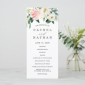 Errötend weiß blühendes florales Hochzeitsprogramm Programm (Stehend Vorderseite)