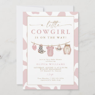Errötende Babykleiderleine Kleine Cowgirl-Baby-Par Einladung