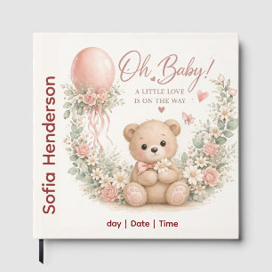 Errötende Bär Weiche Wasserfarbe floral Babyparty  Gästebuch