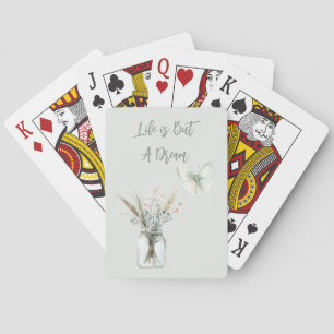 Errötende blaue Blumen im Schmetterlingsglas  Spielkarten