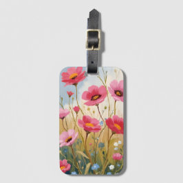 Errötende Blüten | Rosa Blumenwiese Floral Gepäckanhänger