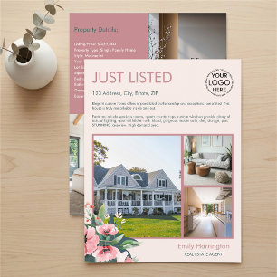 Errötende Blütenauflistung Rose Immobilienmakler Flyer
