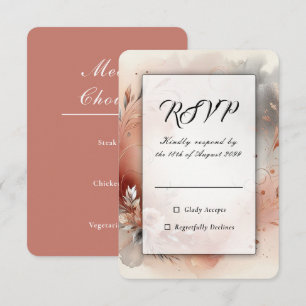 Errötende Blütenblätter und silberne Schwirle Hoch RSVP Karte