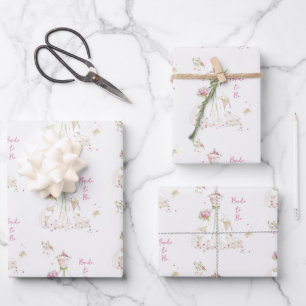 Errötende Braut in Blütenpracht Braut in spe Geschenkpapier Set
