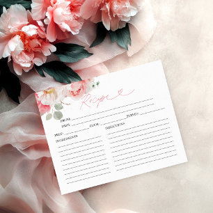 Errötende Florale Brautparty Rezeptkarten