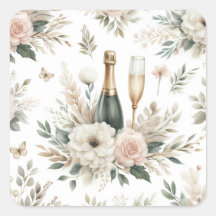 Errötende Florale Champagner Aufkleber