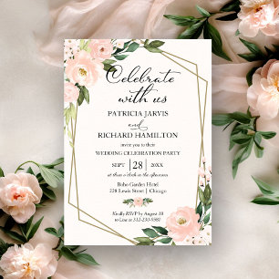 Errötende Florale Geometrische Casual Hochzeitsein Einladung