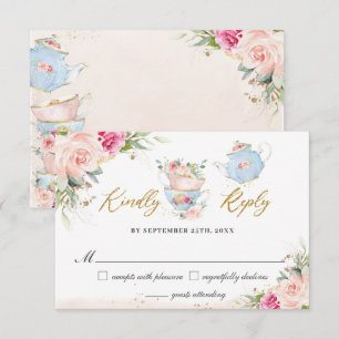 Errötende Florale Hochtee-Party-Baby-Brautjungfern RSVP Karte