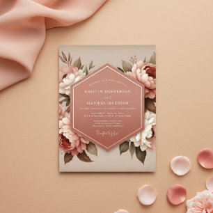 Errötende Florale Hochzeit Einladung