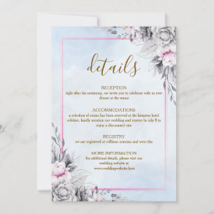 Errötende Florale Hochzeitsdetails Karte