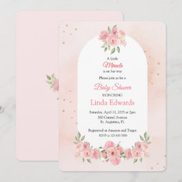Errötende Florale Kleine Wunder Baby Shower Einladung