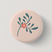 Errötende Florale Teal Botanik Button (Vorderseite)