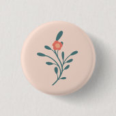 Errötende Florale Teal Botanik Button (Vorderseite)