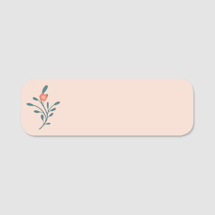Errötende Florale Teal Botanik Namensschild