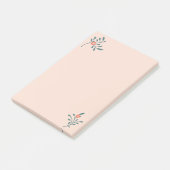 Errötende Florale Teal Botanik Post-it Klebezettel (angewinkelt)