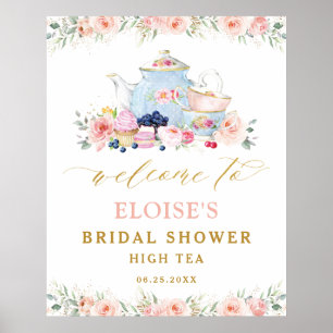 Errötende Florale Teeparty-Hochzeits-Baby-Party-Ei Poster