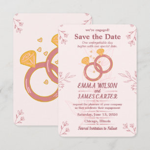 Errötende Florale Verlobung Merk Dir den Termin Ed Save The Date