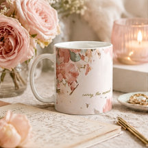 Errötende Florale Wasserfarbe Kaffeetasse Sanft Ro