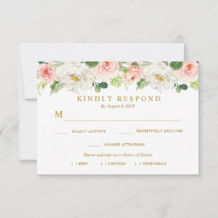 Errötende Floralmahlzeit-RSVP-Karte RSVP Karte