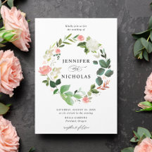 Errötende Frühlingsblumenkranz-Hochzeit