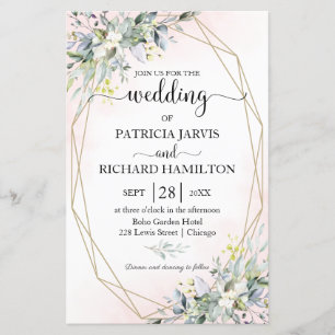 Errötende geometrische Budget-Hochzeit 5,5x8,5 Ein