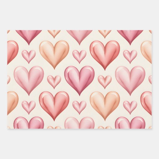 Errötende Herzen Geschenkpapier Set (Vorderseite)