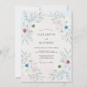 Errötende Immergrün-Anemone-Hochzeit Einladung