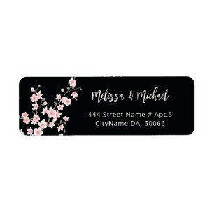 Errötende Kirschblüten Schwarz Hochzeitsetikett
