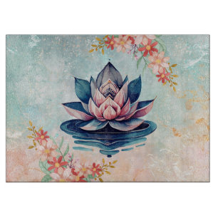 Errötende Lotus Ruhe – Sanfte Florale Kunst Schneidebrett