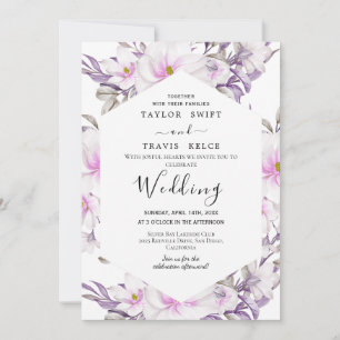 Errötende Magnolie Floraler Bogen Hochzeitseinladu Einladung