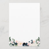 Errötende Navy Blumen Hochzeit Zeitplan Programm (Rückseite)