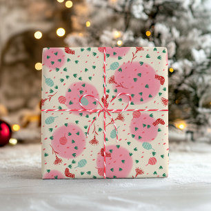 Errötende Ornamente & Strümpfe – Retro-Weihnachten Geschenkpapier