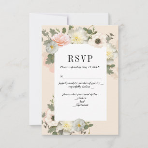 Errötende Pfingstrosen und Anemonen Romantische RS RSVP Karte