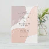 Errötende Pfirsich-Botanik-Hochzeitseinladung einf (Stehend Vorderseite)