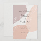 Errötende Pfirsich-Botanik-Hochzeitseinladung einf (Vorne/Hinten)