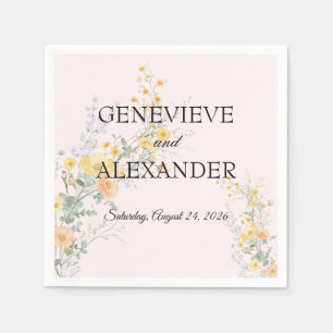 Errötende Pfirsich-Wildblume Individuelle Hochzeit Serviette