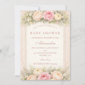 Errötende Ranunkel- und Rosengarten-Babyshower Einladung (Vorderseite)