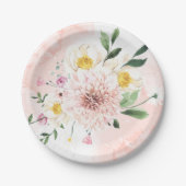 Errötende romantische Aquarell-Blumen-Brautparty Pappteller (Vorderseite)