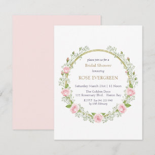 Errötende Romanze: Rosa Rosen und Babyatem Einladung
