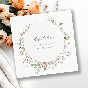 Errötende rosa Flieder-Wildblumen-Kranz Brause Sho Serviette