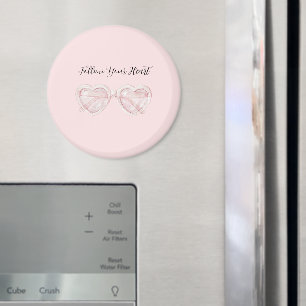 Errötende rosa Herz-Sonnenbrille Zitat Magnet
