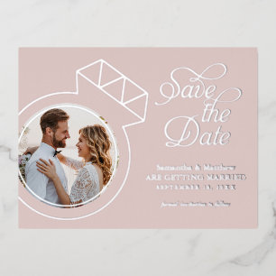 Errötende Rosa Hochzeit Save the Date Ankündigunge Folie Einladungspostkarte
