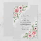 Errötende Rosa Nebel-Hochzeit im Winter Einladung (Vorne/Hinten)