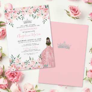 Errötende Rosa Quinceanera-Einladung Einladung