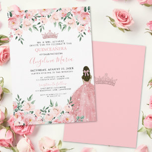 Errötende Rosa Quinceanera-Einladung Einladung
