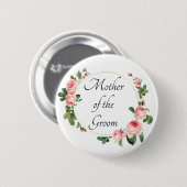 Errötende Rosa Rose Mutter des Bräutigams Button (Vorne & Hinten)