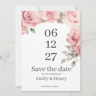 Errötende rosa Rose Save-the-Date-Karte Save The Date