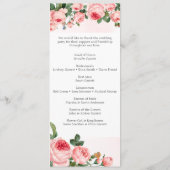 Errötende rosa Rosen Blumen Hochzeitsprogramm Programm (Rückseite)