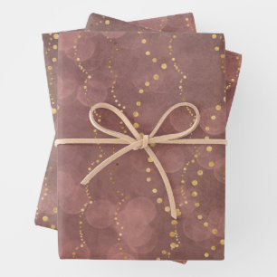 Errötende Rose Bokeh Goldene Lichter Weihnachten U Geschenkpapier Set